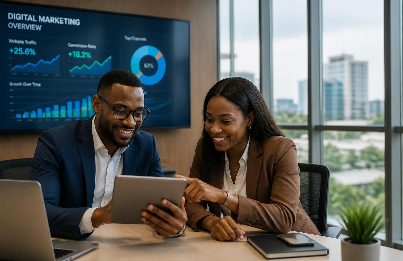 Consultants Voomnet analysant les performances d'un site e-commerce ivoirien